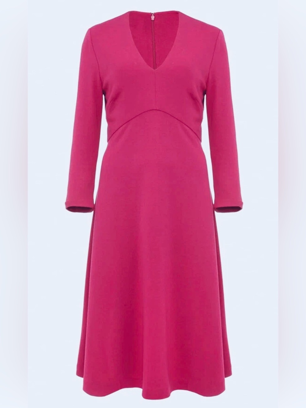 NWT Hobbs London Mel Jersey Ponte Fuchsia V-Neck A-Line Dress/$198